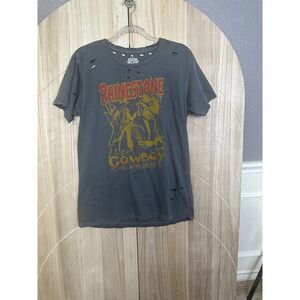 Country Deep Rhinestone Cowboy 1982 World Tour Distressed Graphic T Shirt Womens